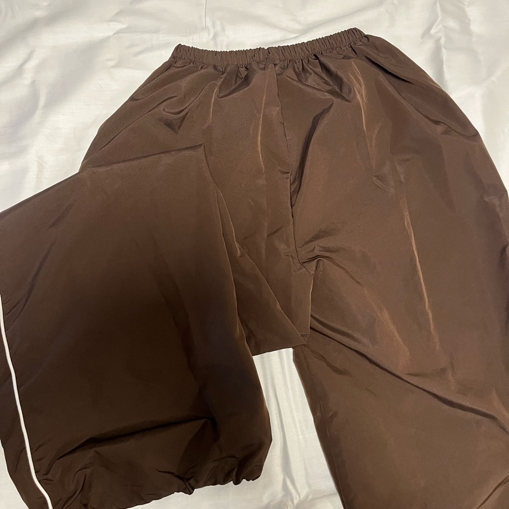 Brown Elastic Waist Pants